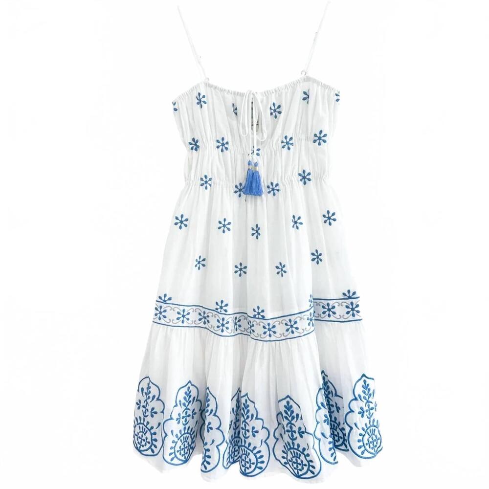 NEW BELL women's kimmy mini dress in blue/white